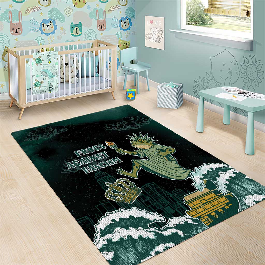 Frogs Against Fascism Area Rug No Kings Funny Portland Frog Protest - Wonder Print Shop