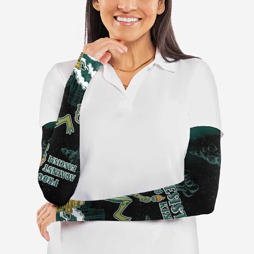 Frogs Against Fascism Arm Sleeves No Kings Funny Portland Frog Protest - Wonder Print Shop