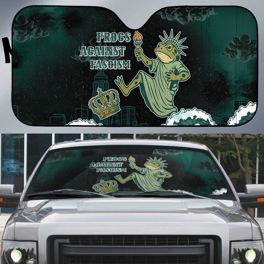 Frogs Against Fascism Auto Sun Shade No Kings Funny Portland Frog Protest - Wonder Print Shop