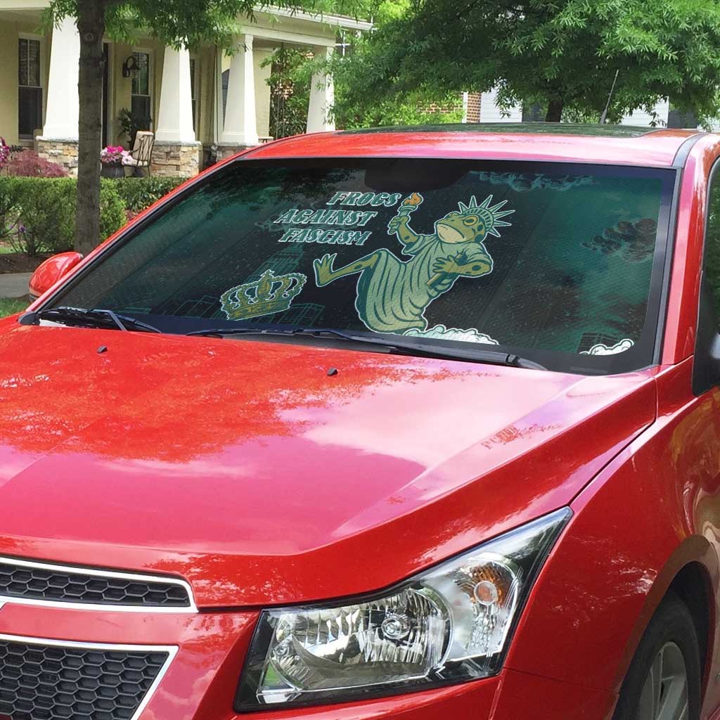 Frogs Against Fascism Auto Sun Shade No Kings Funny Portland Frog Protest - Wonder Print Shop