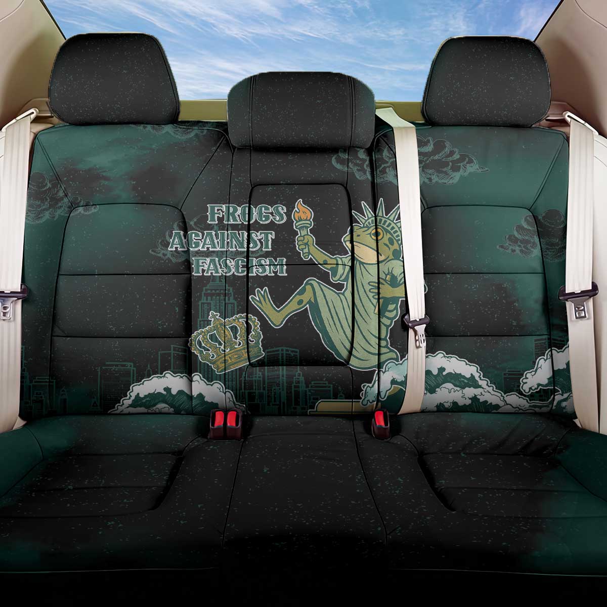 Frogs Against Fascism Back Car Seat Cover No Kings Funny Portland Frog Protest - Wonder Print Shop