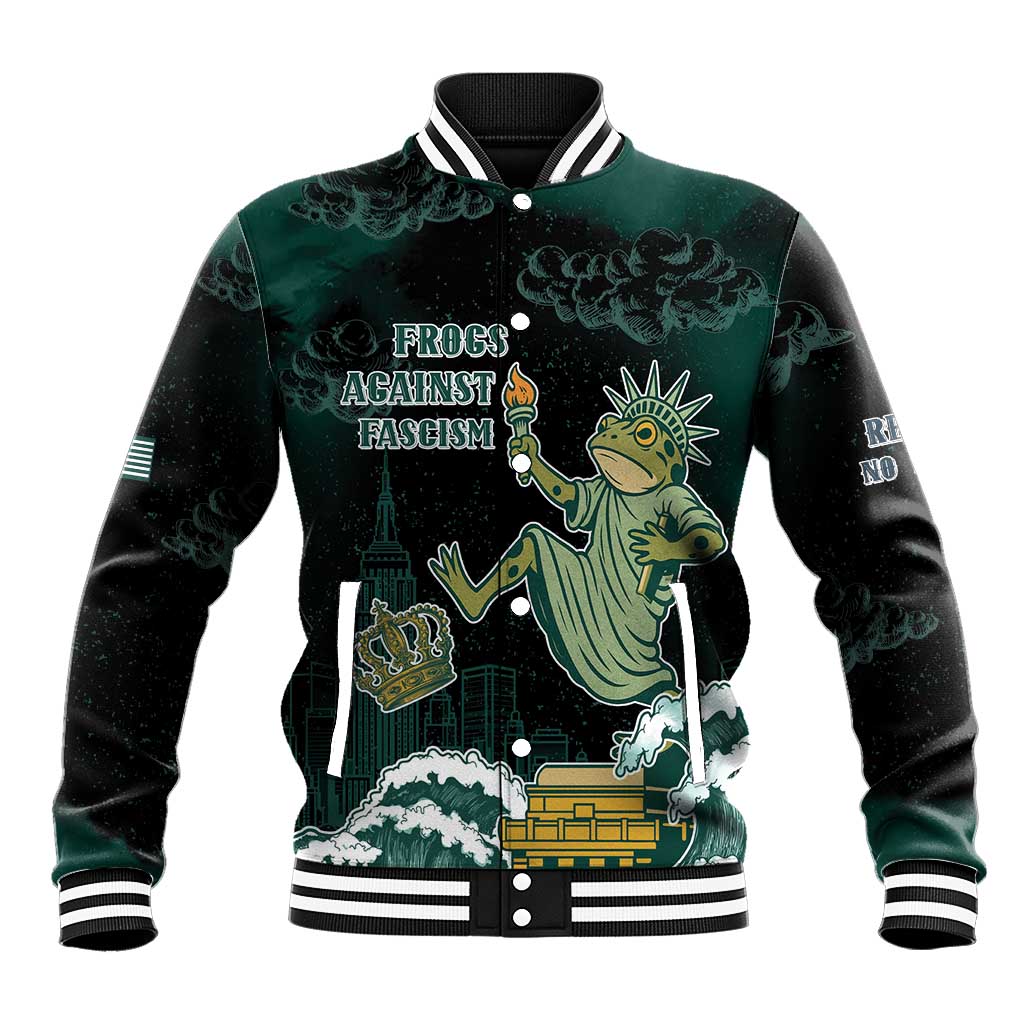 Frogs Against Fascism Baseball Jacket No Kings Funny Portland Frog Protest LT05