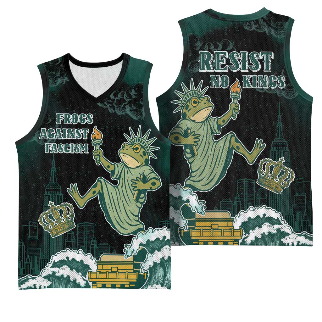 Frogs Against Fascism Basketball Jersey No Kings Funny Portland Frog Protest - Wonder Print Shop