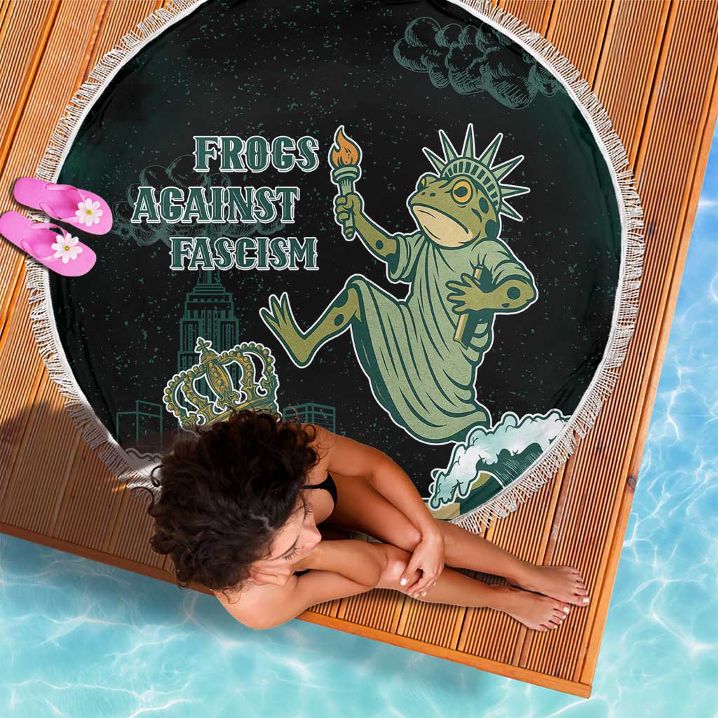 Frogs Against Fascism Beach Blanket No Kings Funny Portland Frog Protest - Wonder Print Shop