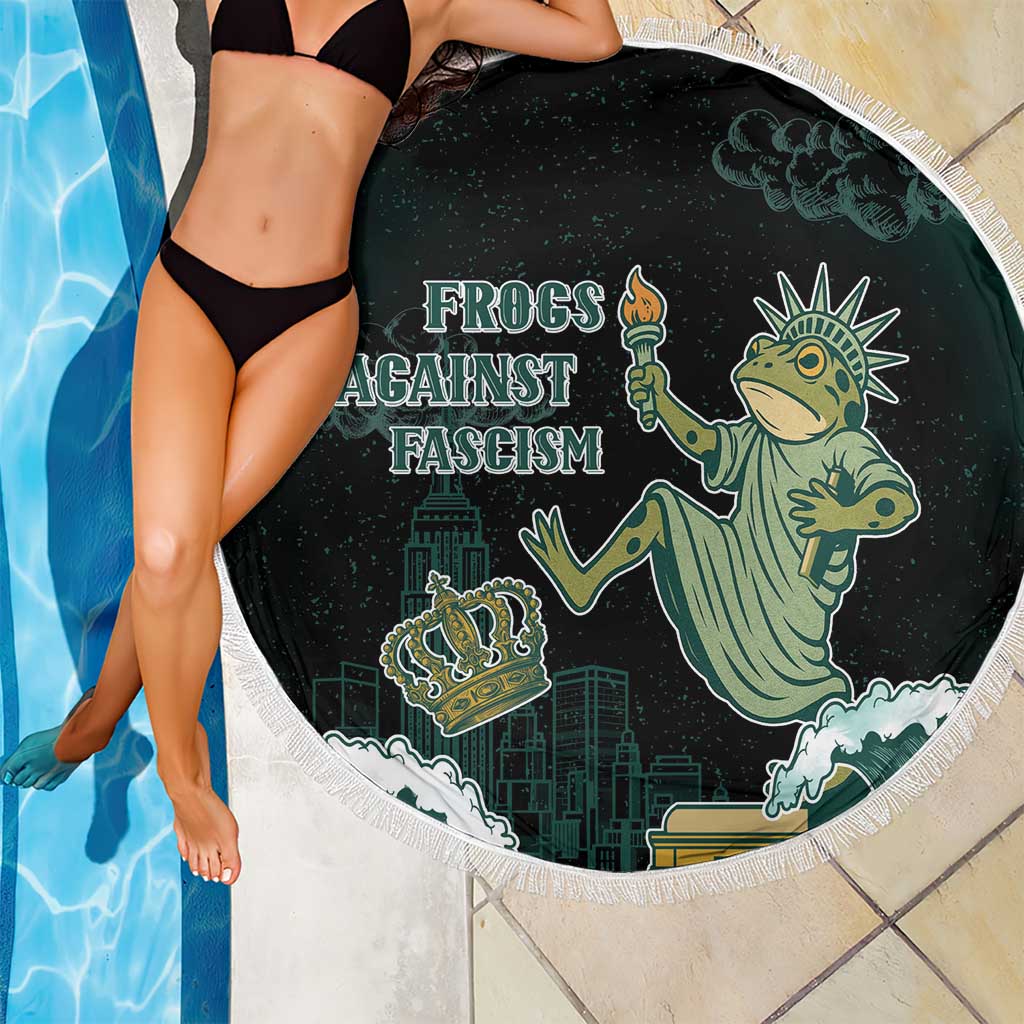 Frogs Against Fascism Beach Blanket No Kings Funny Portland Frog Protest - Wonder Print Shop