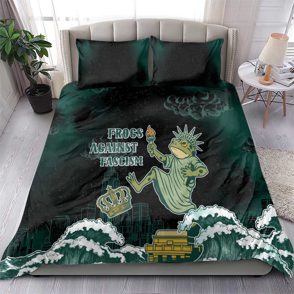 Frogs Against Fascism Bedding Set No Kings Funny Portland Frog Protest - Wonder Print Shop