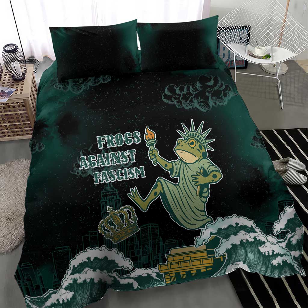 Frogs Against Fascism Bedding Set No Kings Funny Portland Frog Protest - Wonder Print Shop