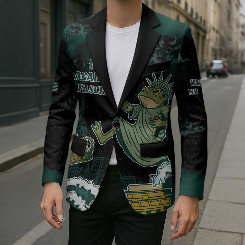 Frogs Against Fascism Blazer No Kings Funny Portland Frog Protest - Wonder Print Shop