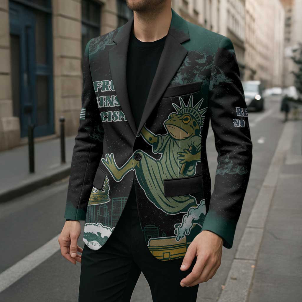 Frogs Against Fascism Blazer No Kings Funny Portland Frog Protest - Wonder Print Shop
