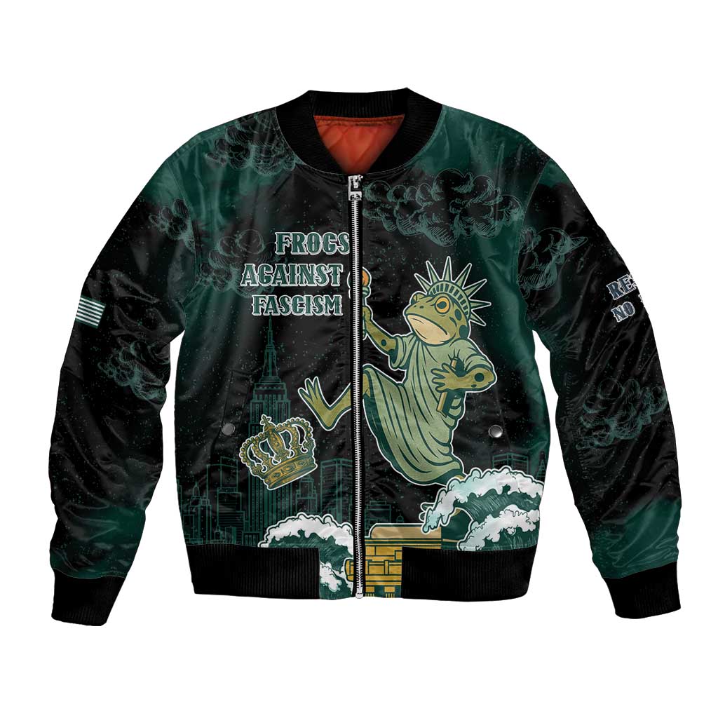 Frogs Against Fascism Bomber Jacket No Kings Funny Portland Frog Protest LT05