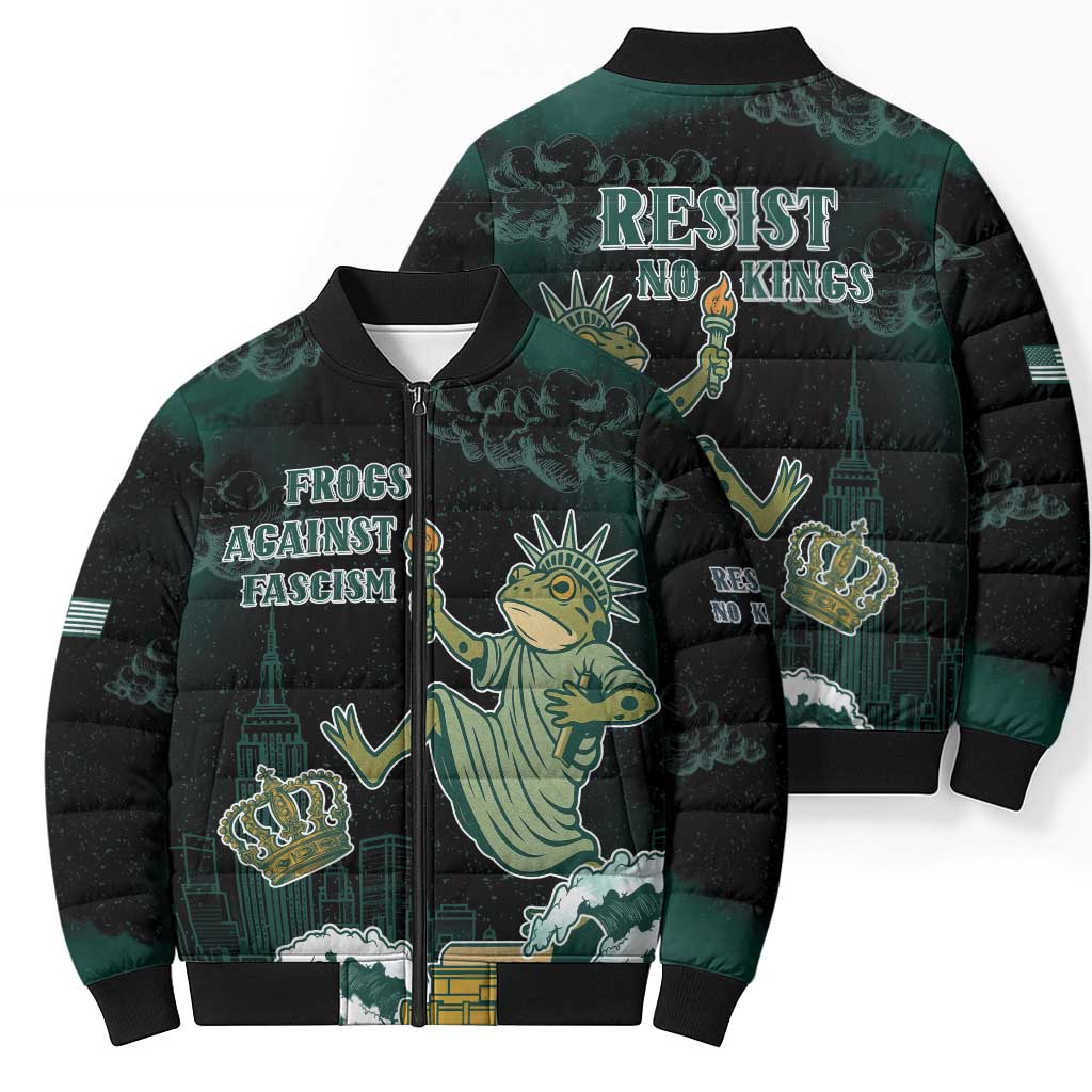 Frogs Against Fascism Bomber Puffer Jacket No Kings Funny Portland Frog Protest - Wonder Print Shop