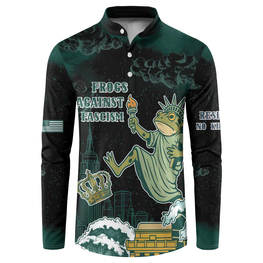 Frogs Against Fascism Button Sweatshirt No Kings Funny Portland Frog Protest - Wonder Print Shop