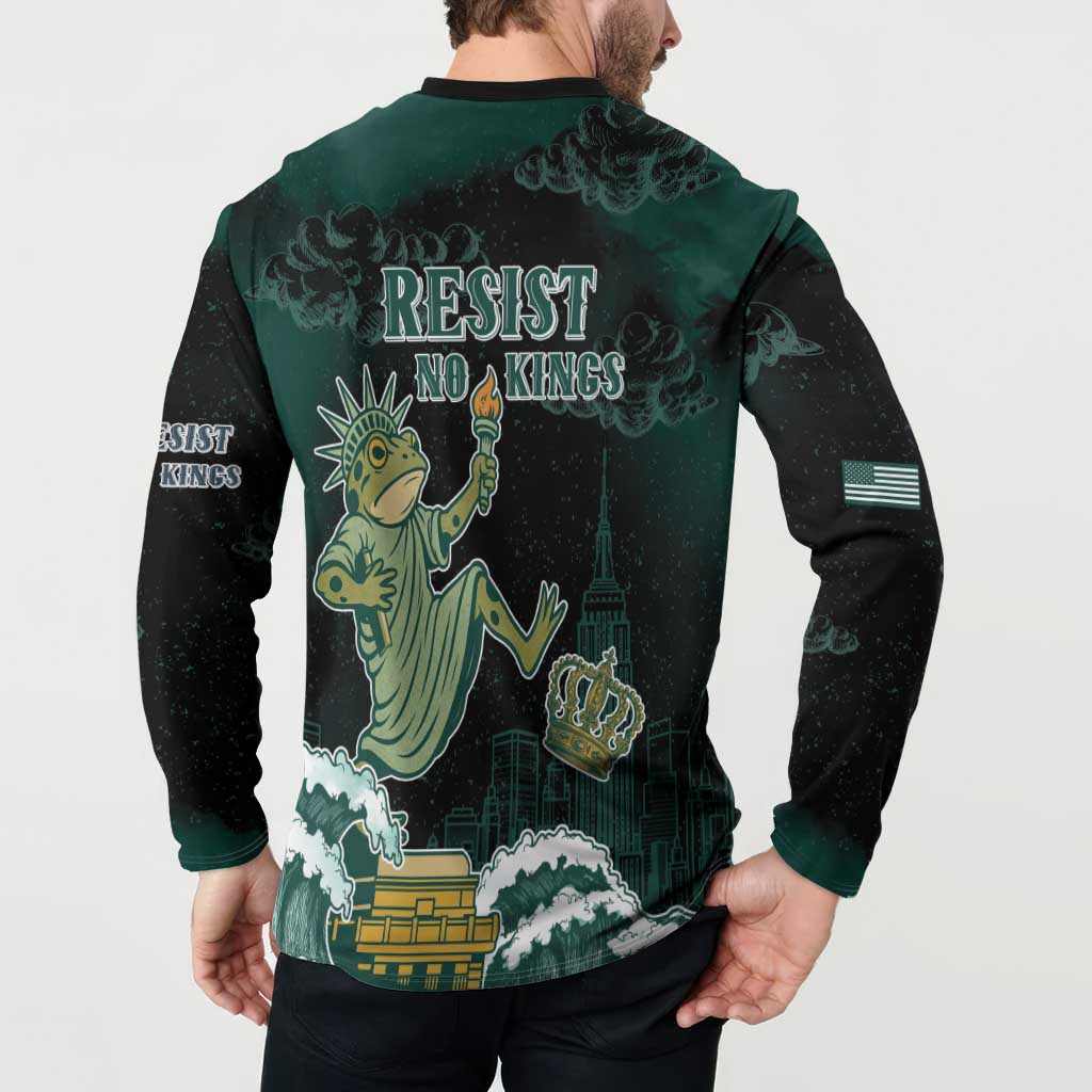 Frogs Against Fascism Button Sweatshirt No Kings Funny Portland Frog Protest - Wonder Print Shop