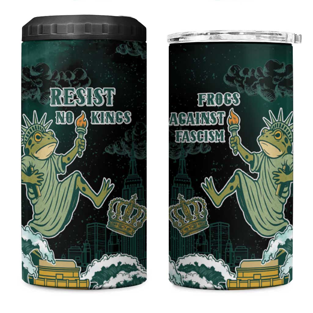 Frogs Against Fascism 4 in 1 Can Cooler Tumbler No Kings Funny Portland Frog Protest - Wonder Print Shop