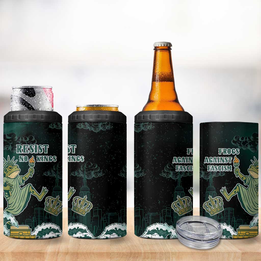 Frogs Against Fascism 4 in 1 Can Cooler Tumbler No Kings Funny Portland Frog Protest - Wonder Print Shop