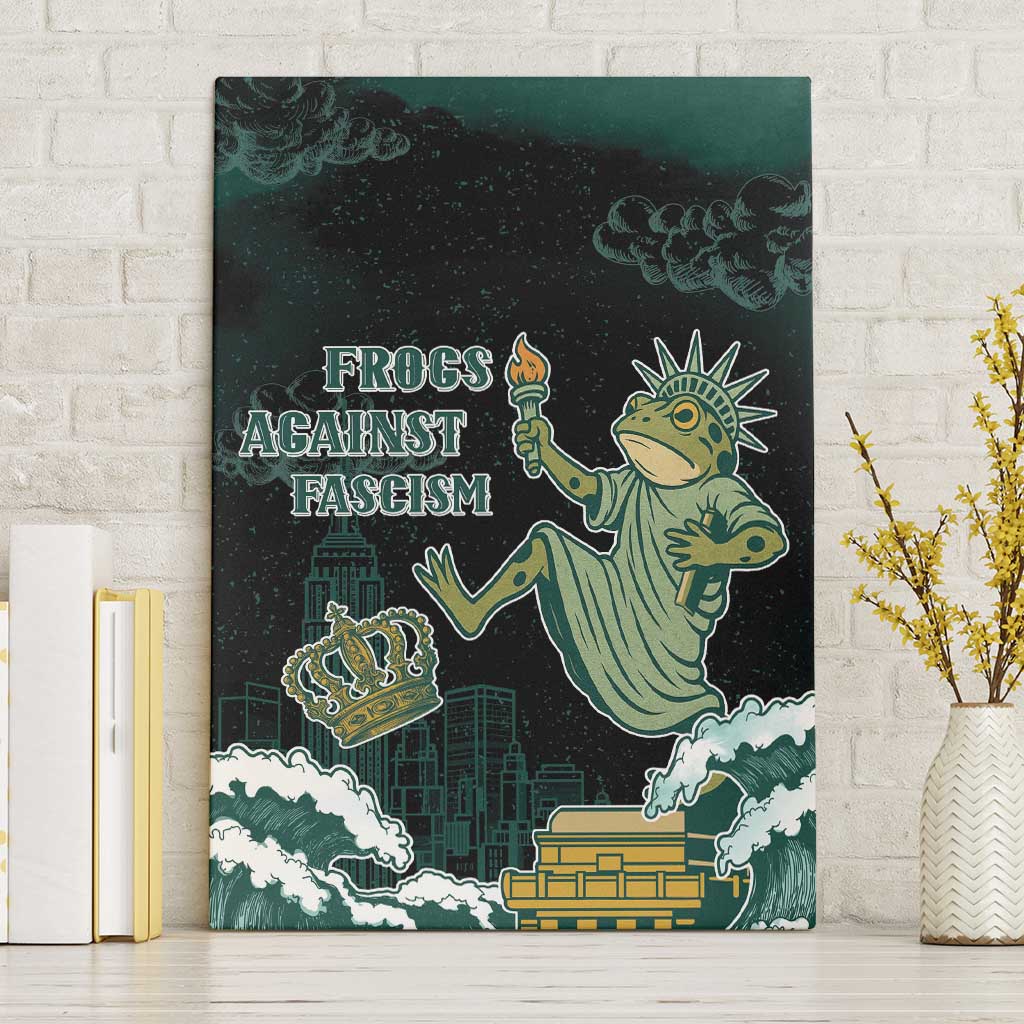 Frogs Against Fascism Canvas Wall Art No Kings Funny Portland Frog Protest - Wonder Print Shop