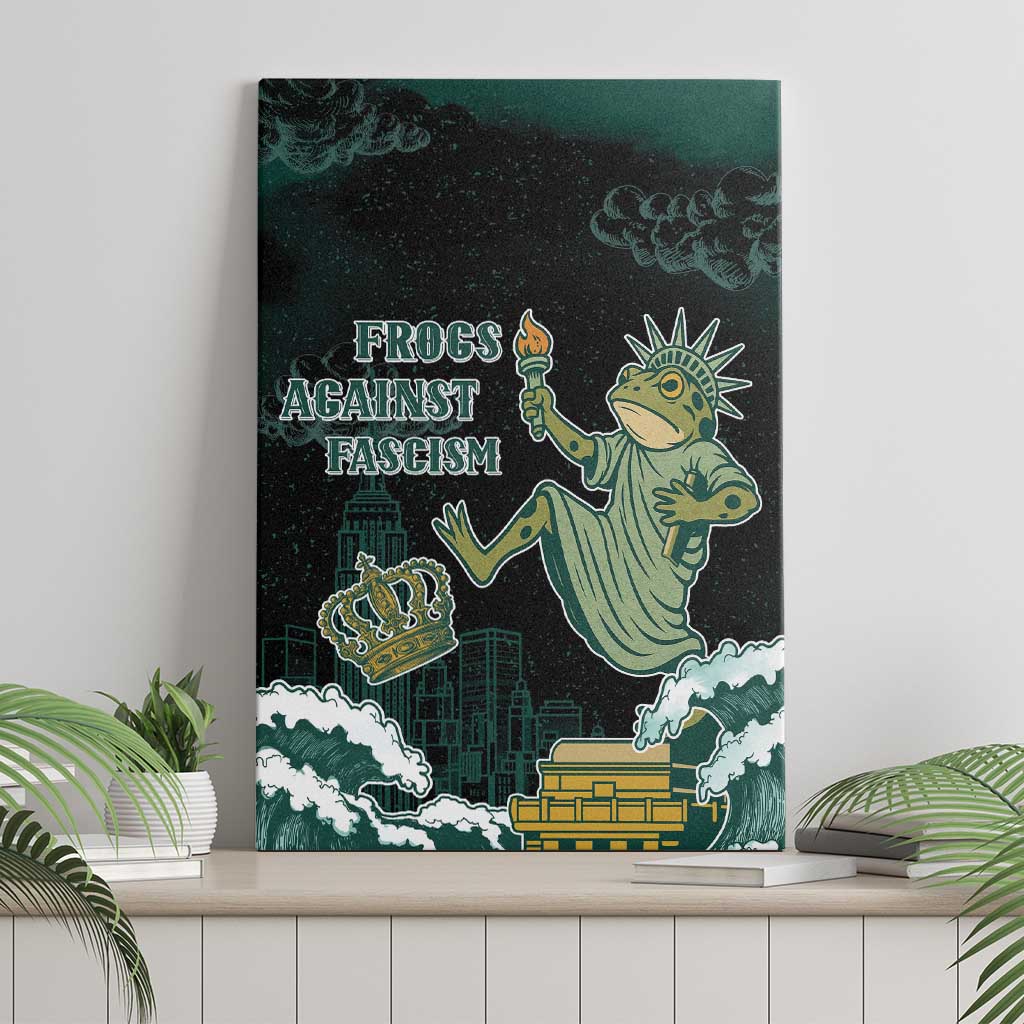 Frogs Against Fascism Canvas Wall Art No Kings Funny Portland Frog Protest - Wonder Print Shop