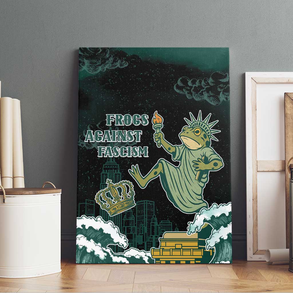 Frogs Against Fascism Canvas Wall Art No Kings Funny Portland Frog Protest - Wonder Print Shop