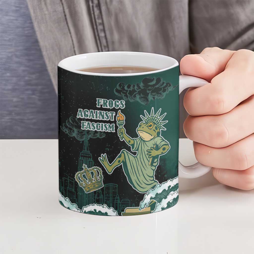 Frogs Against Fascism Ceramic Mug No Kings Funny Portland Frog Protest - Wonder Print Shop