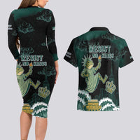 Frogs Against Fascism Couples Matching Long Sleeve Bodycon Dress and Hawaiian Shirt No Kings Funny Portland Frog Protest - Wonder Print Shop