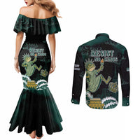 Frogs Against Fascism Couples Matching Mermaid Dress and Long Sleeve Button Shirt No Kings Funny Portland Frog Protest - Wonder Print Shop