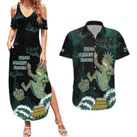 Frogs Against Fascism Couples Matching Summer Maxi Dress and Hawaiian Shirt No Kings Funny Portland Frog Protest - Wonder Print Shop