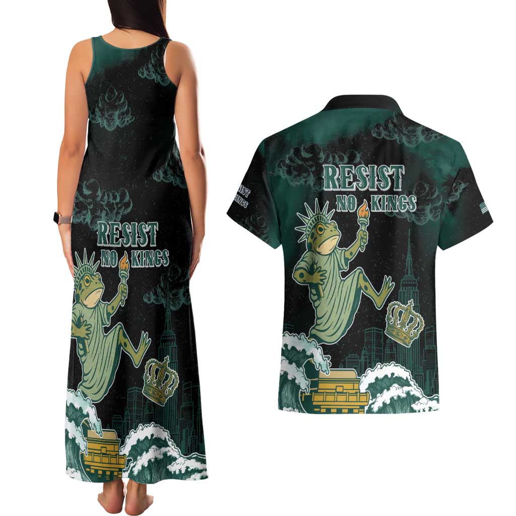 Frogs Against Fascism Couples Matching Tank Maxi Dress and Hawaiian Shirt No Kings Funny Portland Frog Protest - Wonder Print Shop