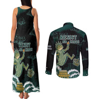Frogs Against Fascism Couples Matching Tank Maxi Dress and Long Sleeve Button Shirt No Kings Funny Portland Frog Protest - Wonder Print Shop
