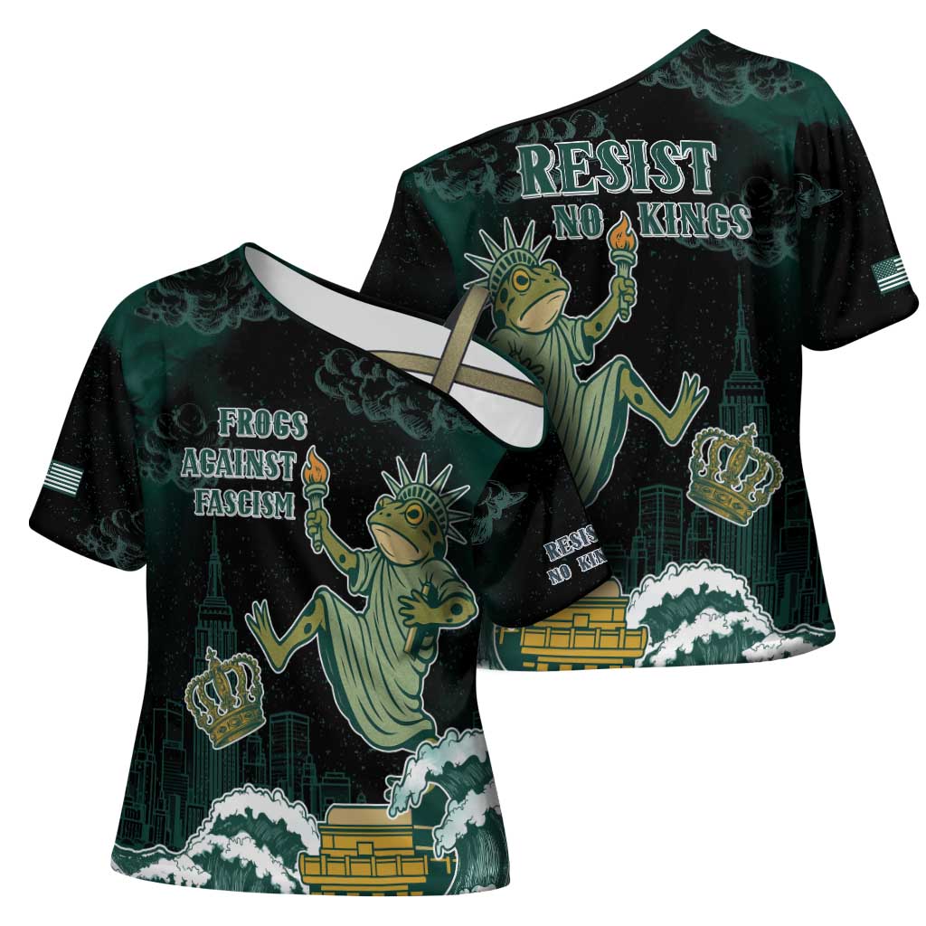 Frogs Against Fascism Cross Shoulder Shirt No Kings Funny Portland Frog Protest - Wonder Print Shop