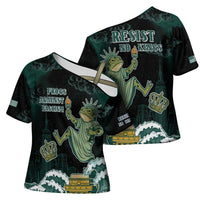 Frogs Against Fascism Cross Shoulder Shirt No Kings Funny Portland Frog Protest - Wonder Print Shop