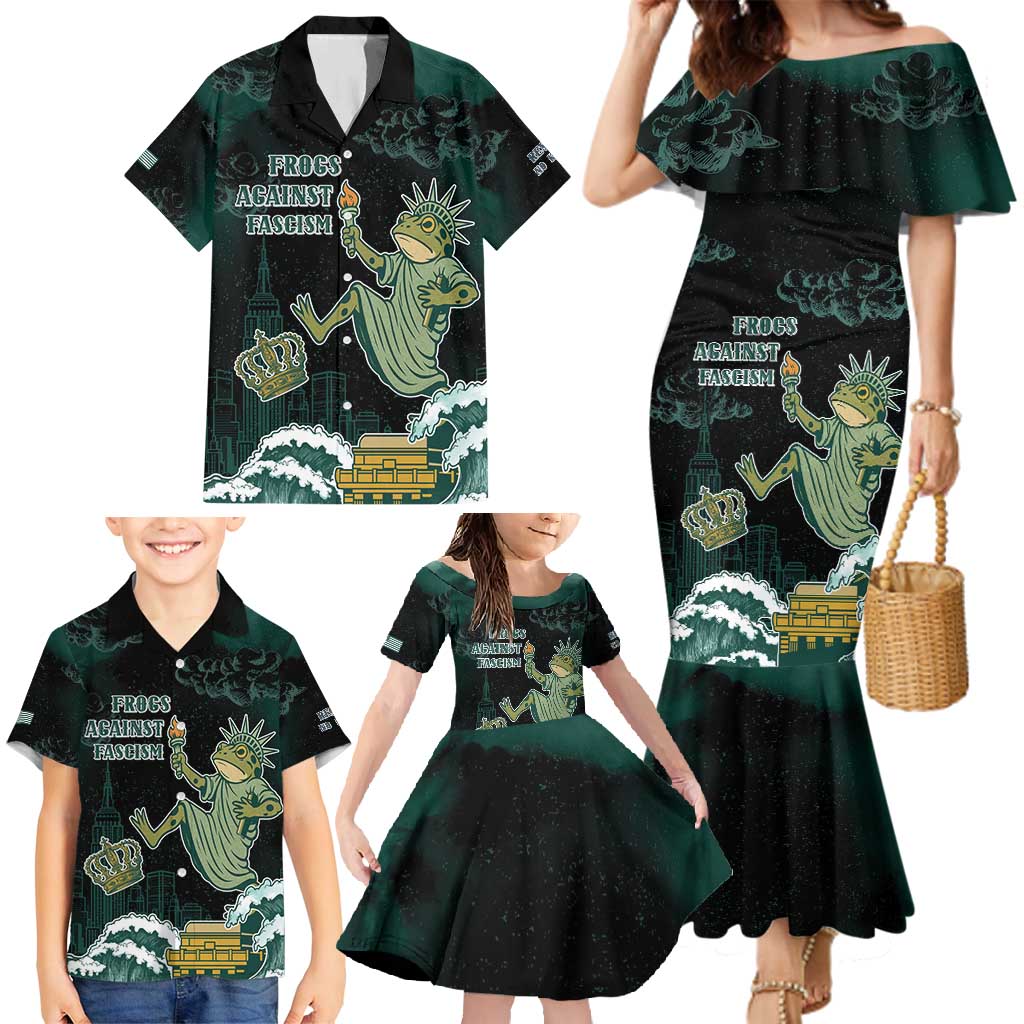 Frogs Against Fascism Family Matching Mermaid Dress and Hawaiian Shirt No Kings Funny Portland Frog Protest - Wonder Print Shop