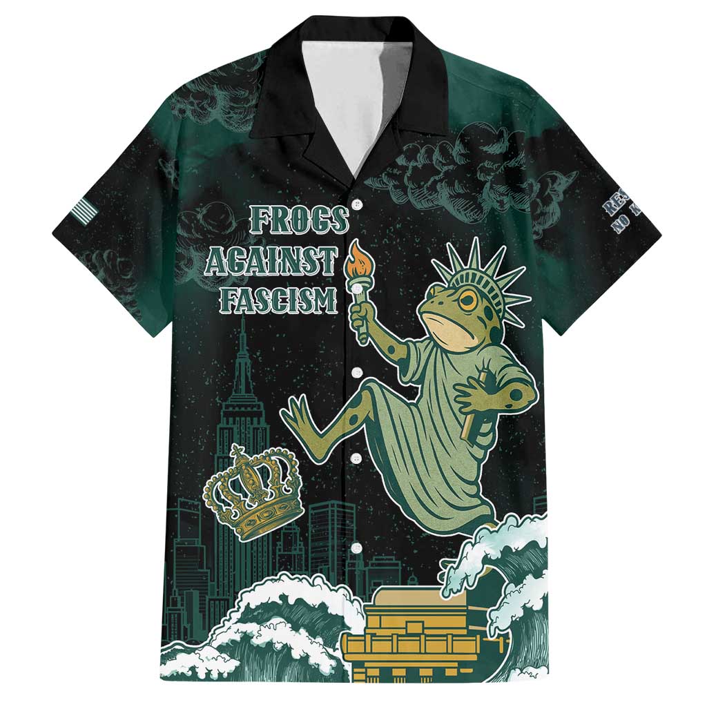 Frogs Against Fascism Family Matching Off Shoulder Maxi Dress and Hawaiian Shirt No Kings Funny Portland Frog Protest - Wonder Print Shop