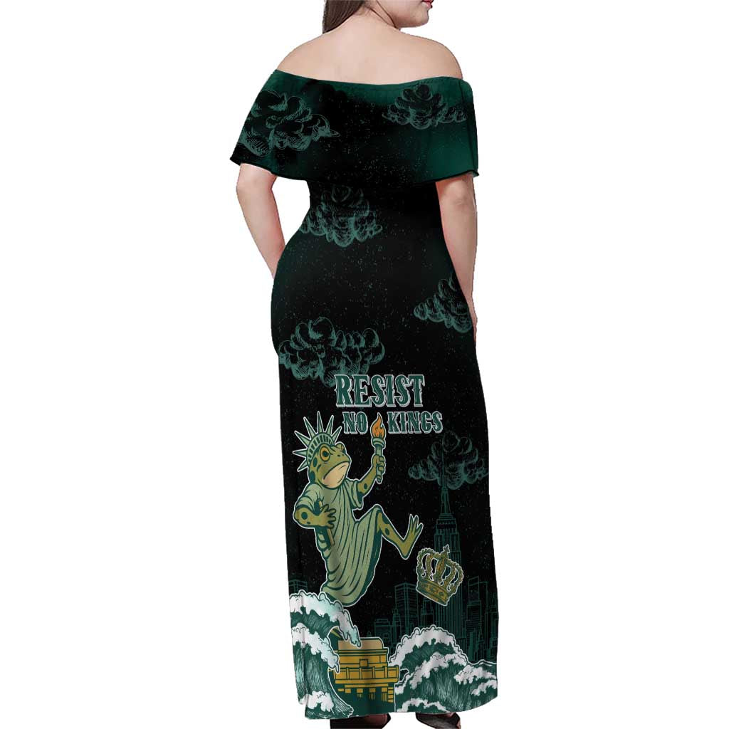 Frogs Against Fascism Family Matching Off Shoulder Maxi Dress and Hawaiian Shirt No Kings Funny Portland Frog Protest - Wonder Print Shop