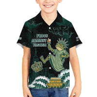 Frogs Against Fascism Family Matching Off Shoulder Maxi Dress and Hawaiian Shirt No Kings Funny Portland Frog Protest - Wonder Print Shop