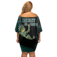 Frogs Against Fascism Family Matching Off Shoulder Short Dress and Hawaiian Shirt No Kings Funny Portland Frog Protest - Wonder Print Shop