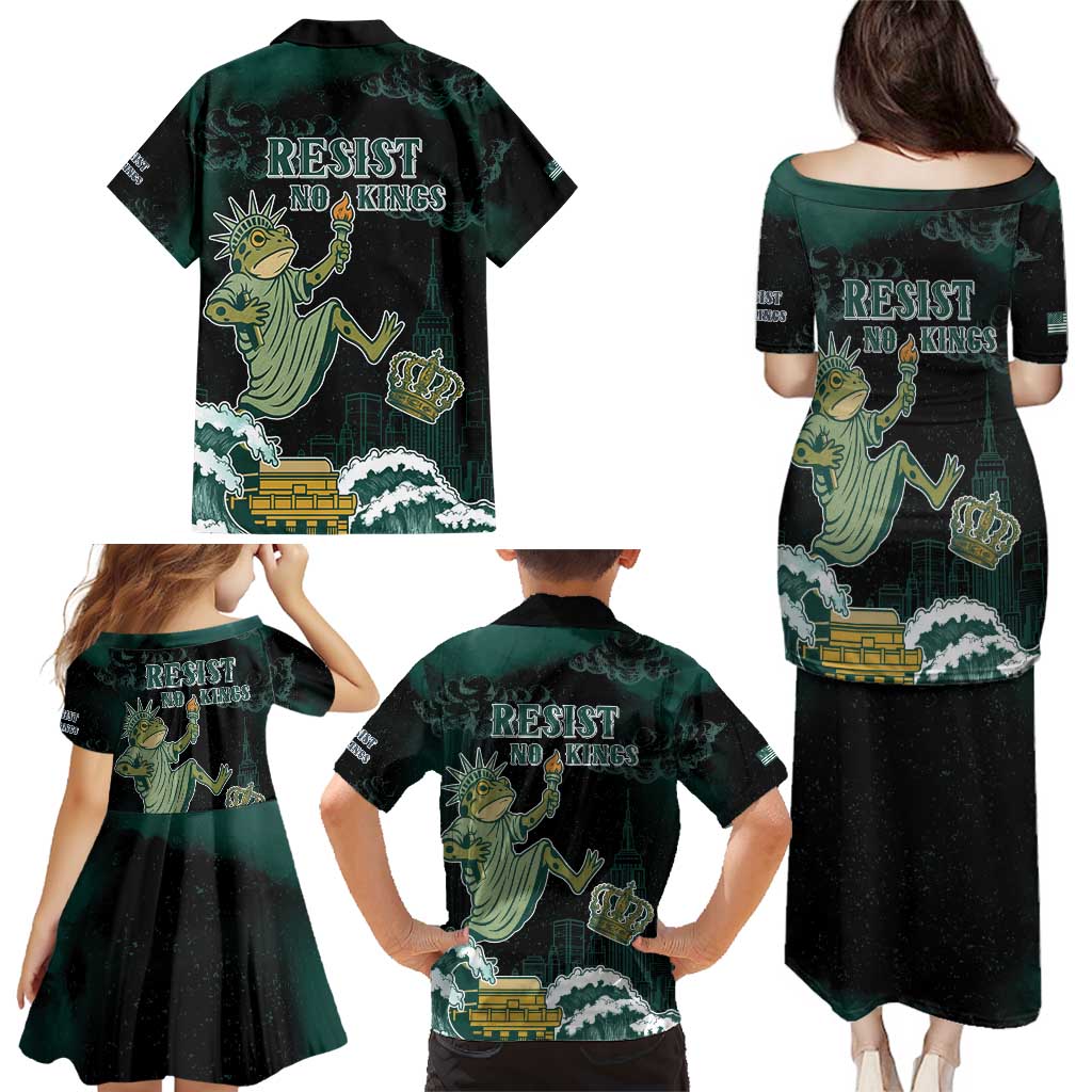 Frogs Against Fascism Family Matching Puletasi and Hawaiian Shirt No Kings Funny Portland Frog Protest - Wonder Print Shop