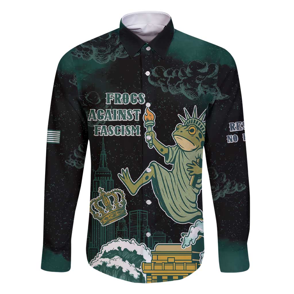 Frogs Against Fascism Family Matching Short Sleeve Bodycon Dress and Hawaiian Shirt No Kings Funny Portland Frog Protest - Wonder Print Shop