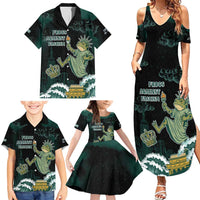 Frogs Against Fascism Family Matching Summer Maxi Dress and Hawaiian Shirt No Kings Funny Portland Frog Protest - Wonder Print Shop