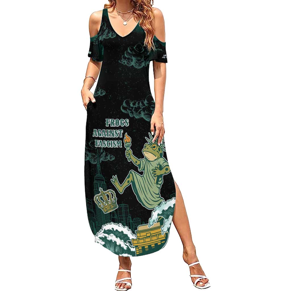 Frogs Against Fascism Family Matching Summer Maxi Dress and Hawaiian Shirt No Kings Funny Portland Frog Protest - Wonder Print Shop