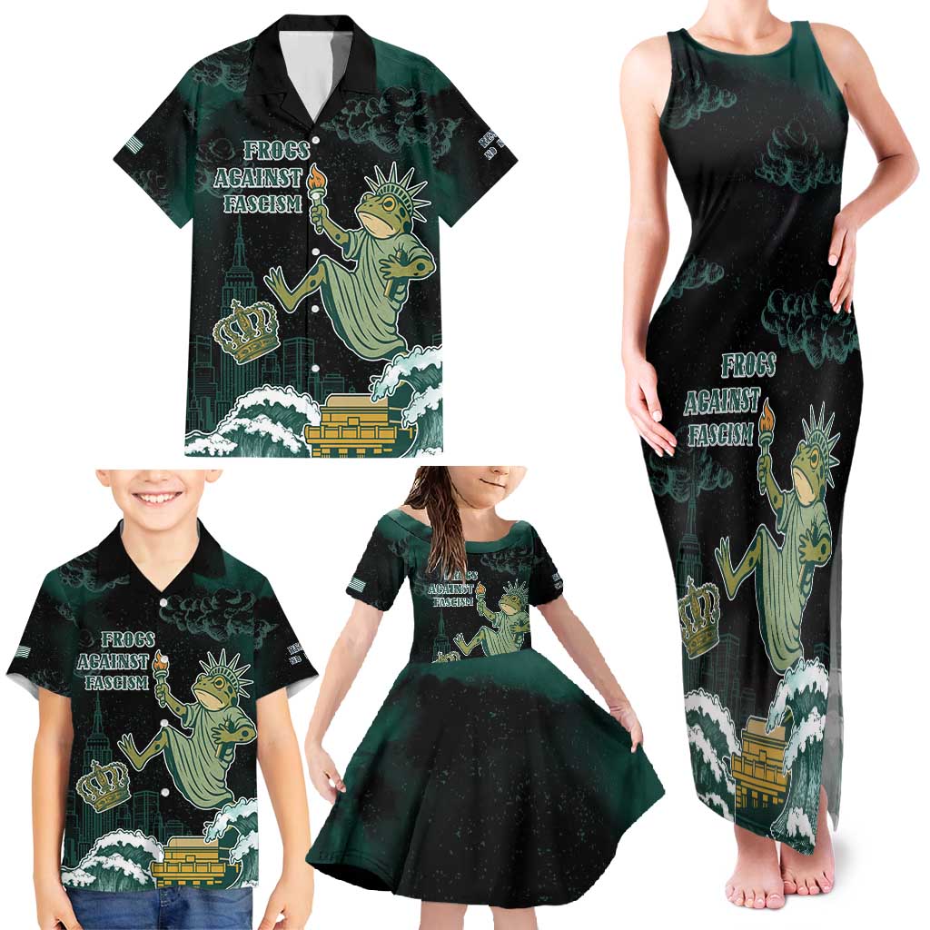 Frogs Against Fascism Family Matching Tank Maxi Dress and Hawaiian Shirt No Kings Funny Portland Frog Protest - Wonder Print Shop
