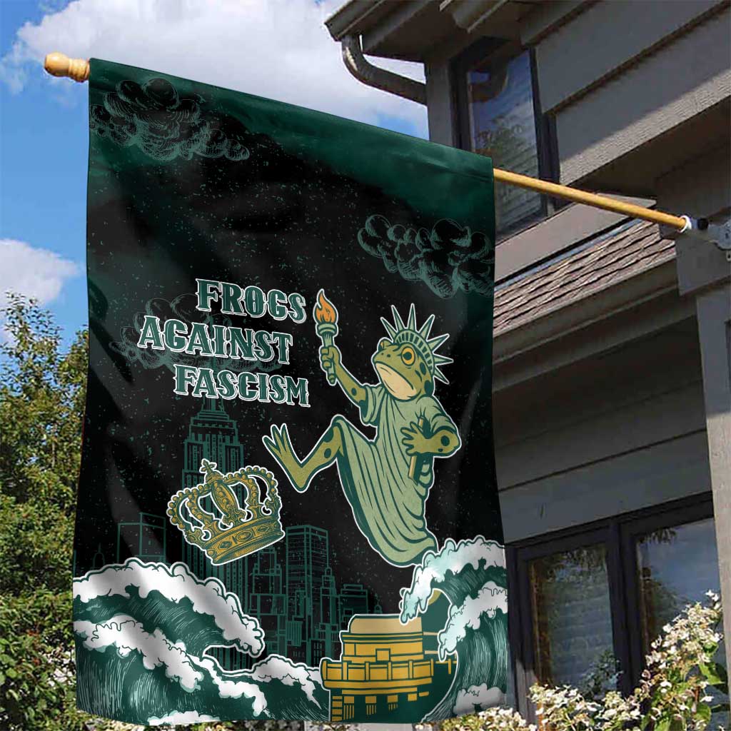 Frogs Against Fascism Garden Flag No Kings Funny Portland Frog Protest - Wonder Print Shop