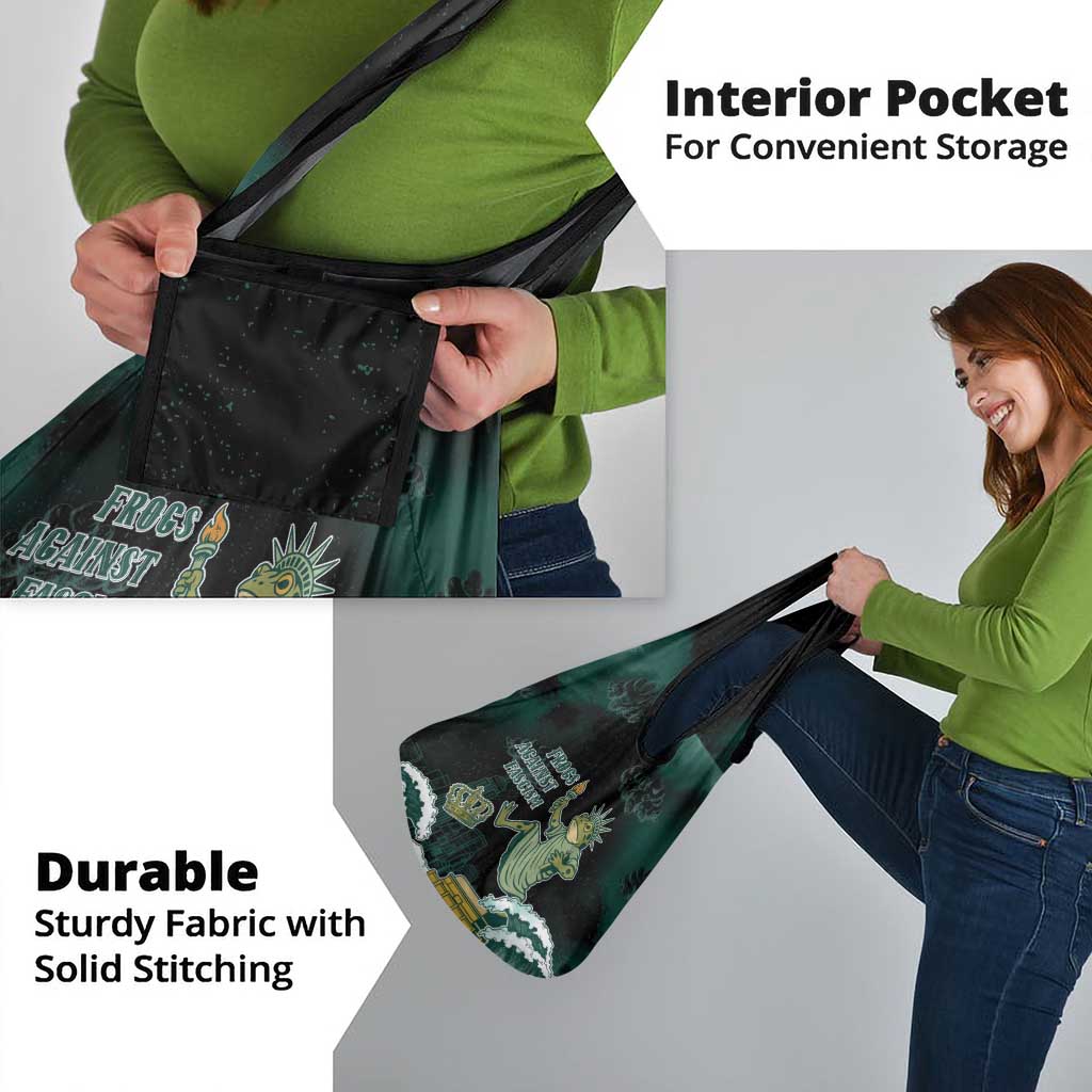 Frogs Against Fascism Grocery Bag No Kings Funny Portland Frog Protest - Wonder Print Shop