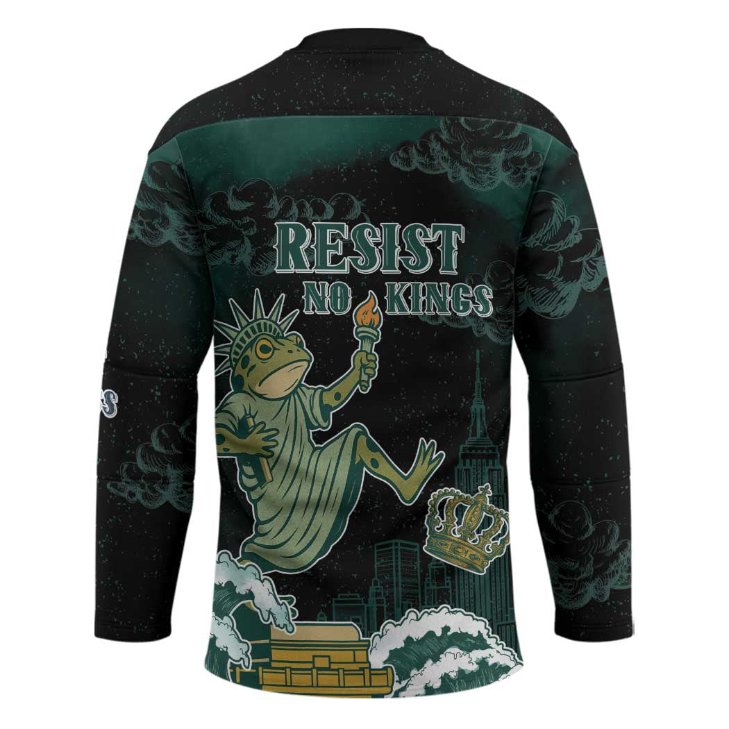 Frogs Against Fascism Hockey Jersey No Kings Funny Portland Frog Protest - Wonder Print Shop