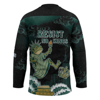 Frogs Against Fascism Hockey Jersey No Kings Funny Portland Frog Protest - Wonder Print Shop