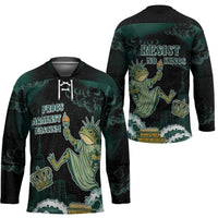 Frogs Against Fascism Hockey Jersey No Kings Funny Portland Frog Protest - Wonder Print Shop