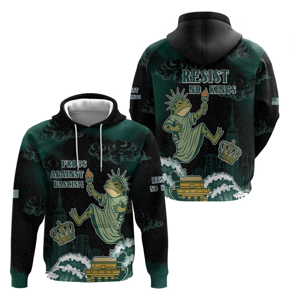 Frogs Against Fascism Hoodie No Kings Funny Portland Frog Protest LT05