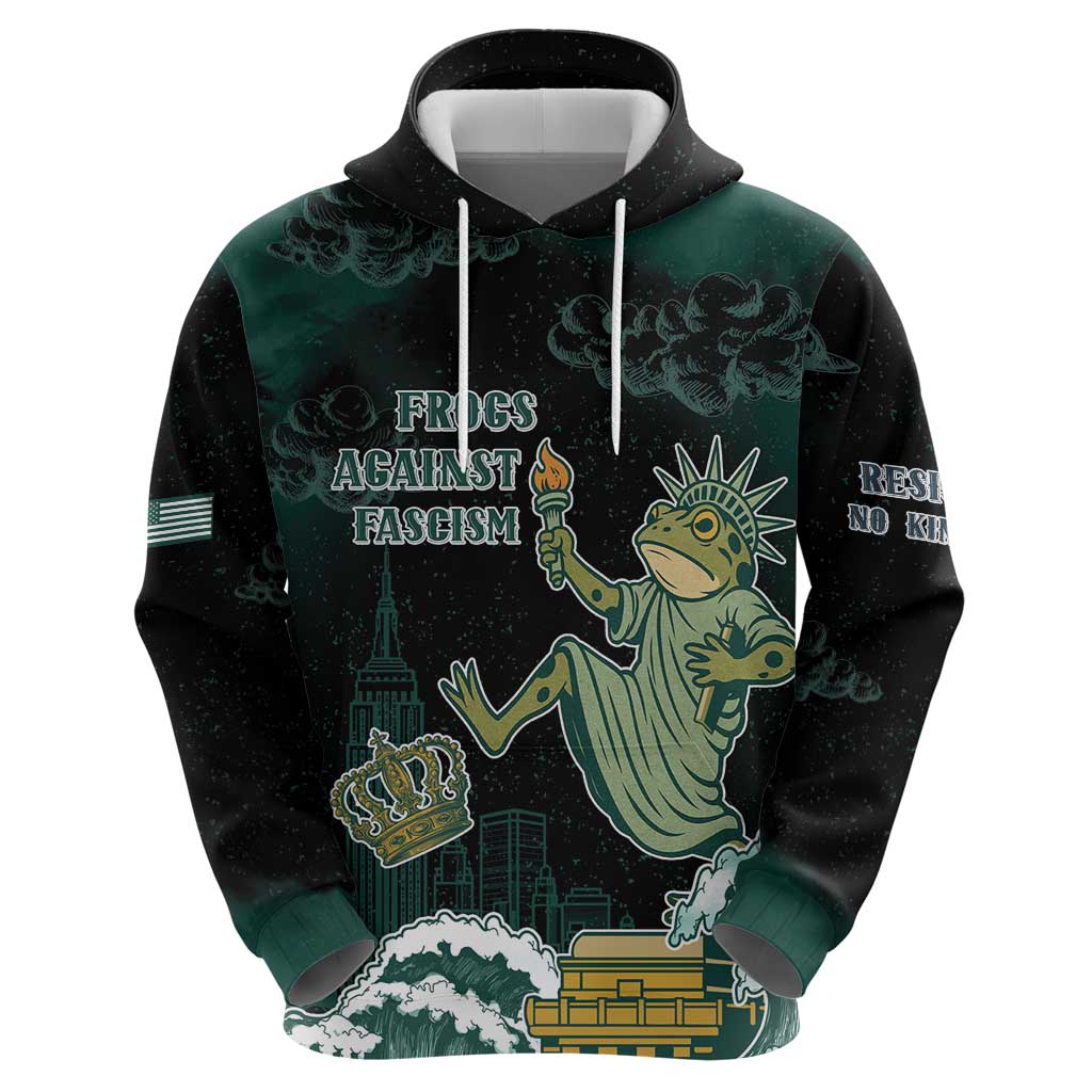 Frogs Against Fascism Hoodie No Kings Funny Portland Frog Protest LT05