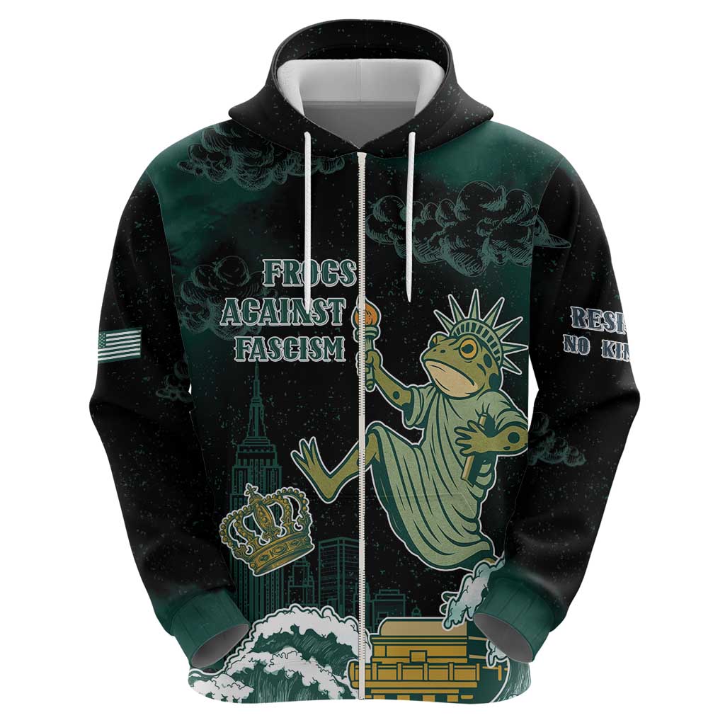 Frogs Against Fascism Hoodie No Kings Funny Portland Frog Protest LT05