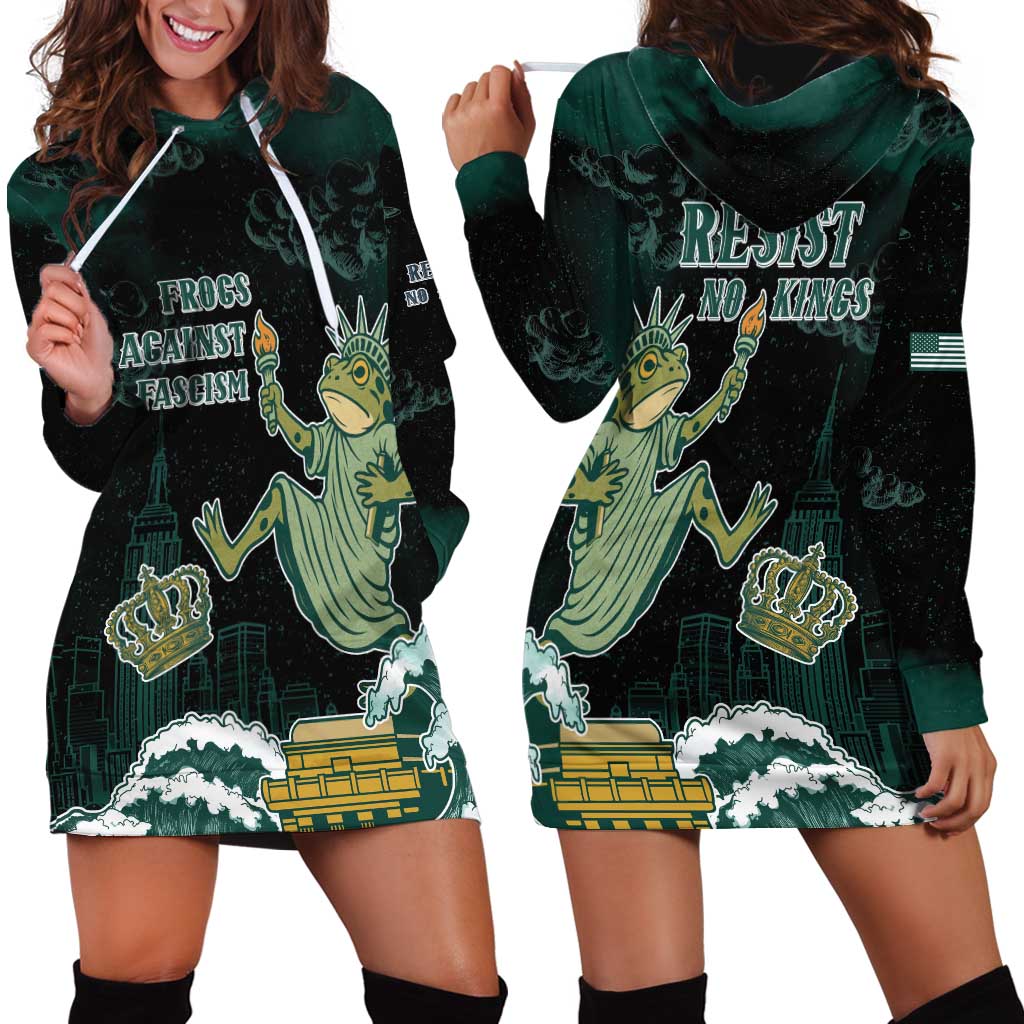 Frogs Against Fascism Hoodie Dress No Kings Funny Portland Frog Protest LT05