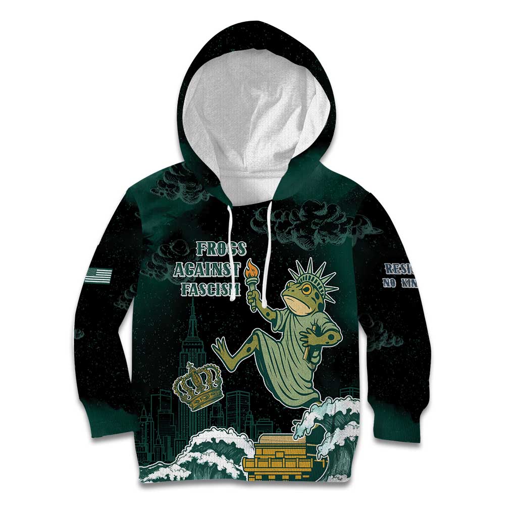 Frogs Against Fascism Kid Hoodie No Kings Funny Portland Frog Protest LT05